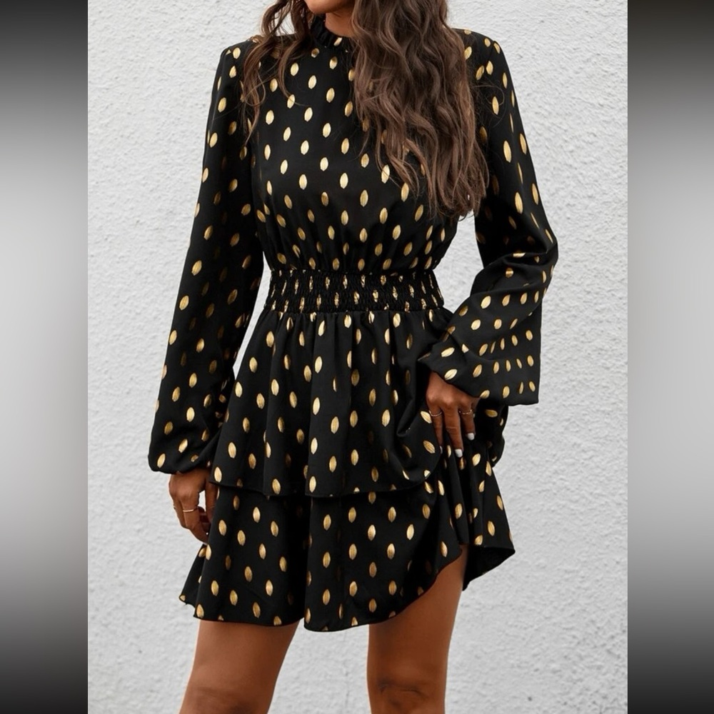 Luxe layered ruffle hem high waist mini dress - Picture 4 of 4